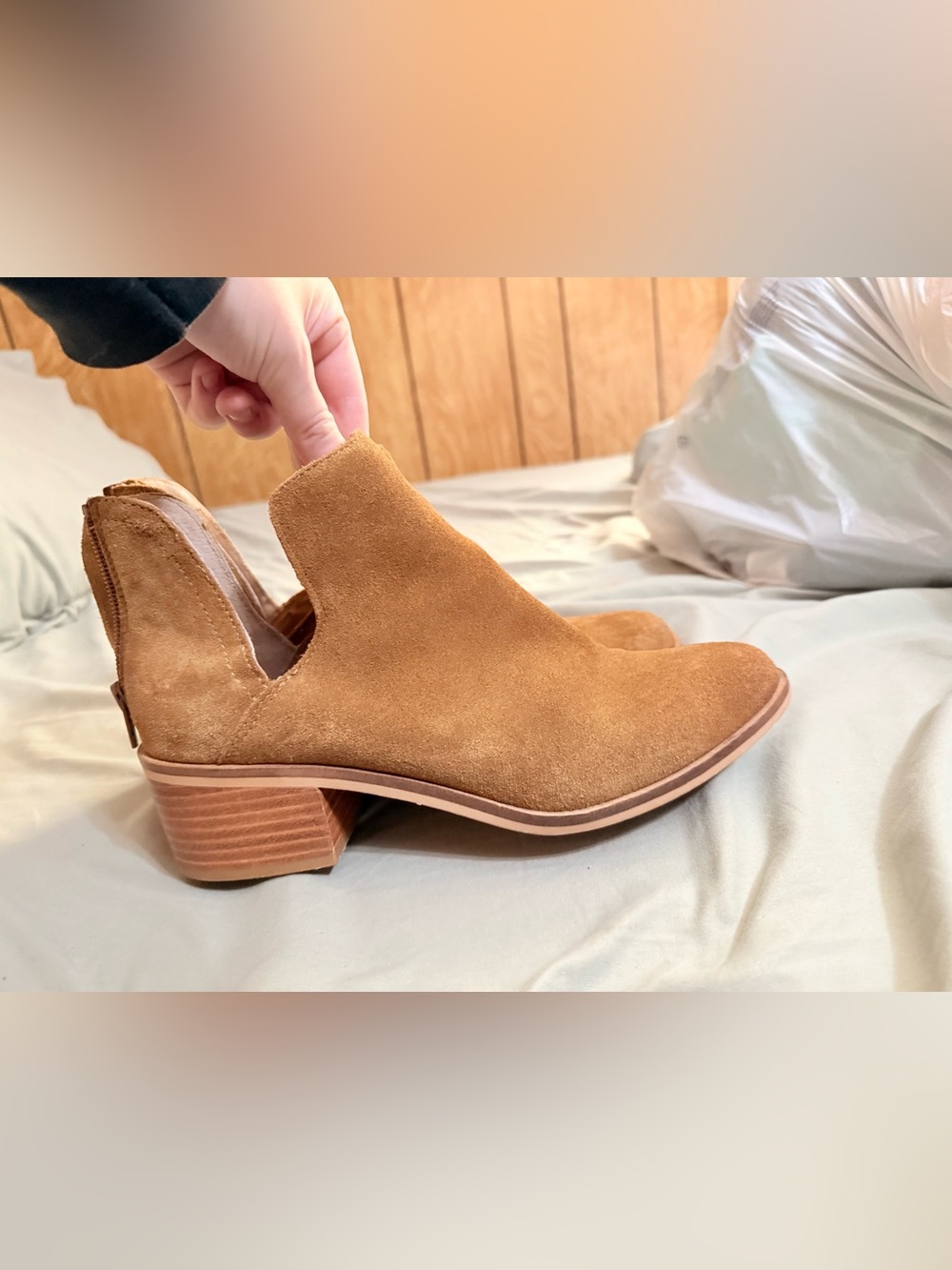 Steve Madden Tan Suede Cutout Ankle Booties
